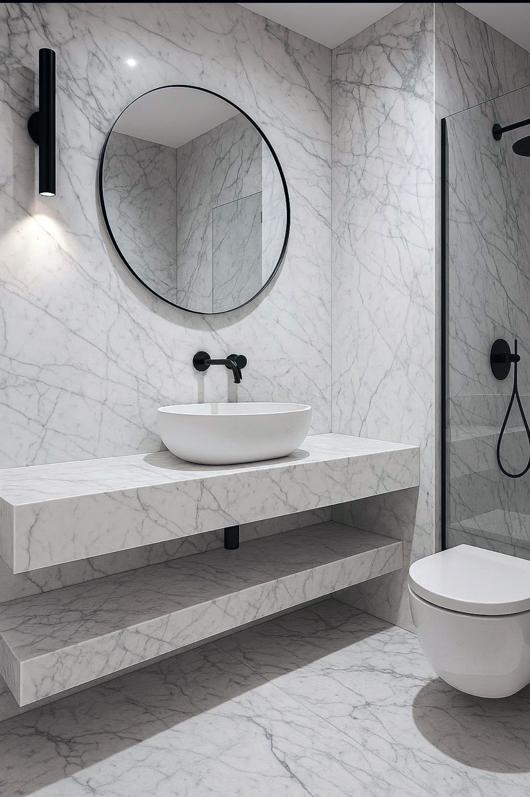 Marble application for corporate bathrooms
